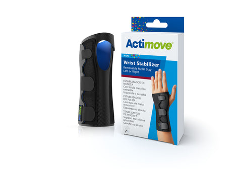 Actimove Kids Wrist Stabilizer Removable Metal Stay Pediatric | Right/Left, Black